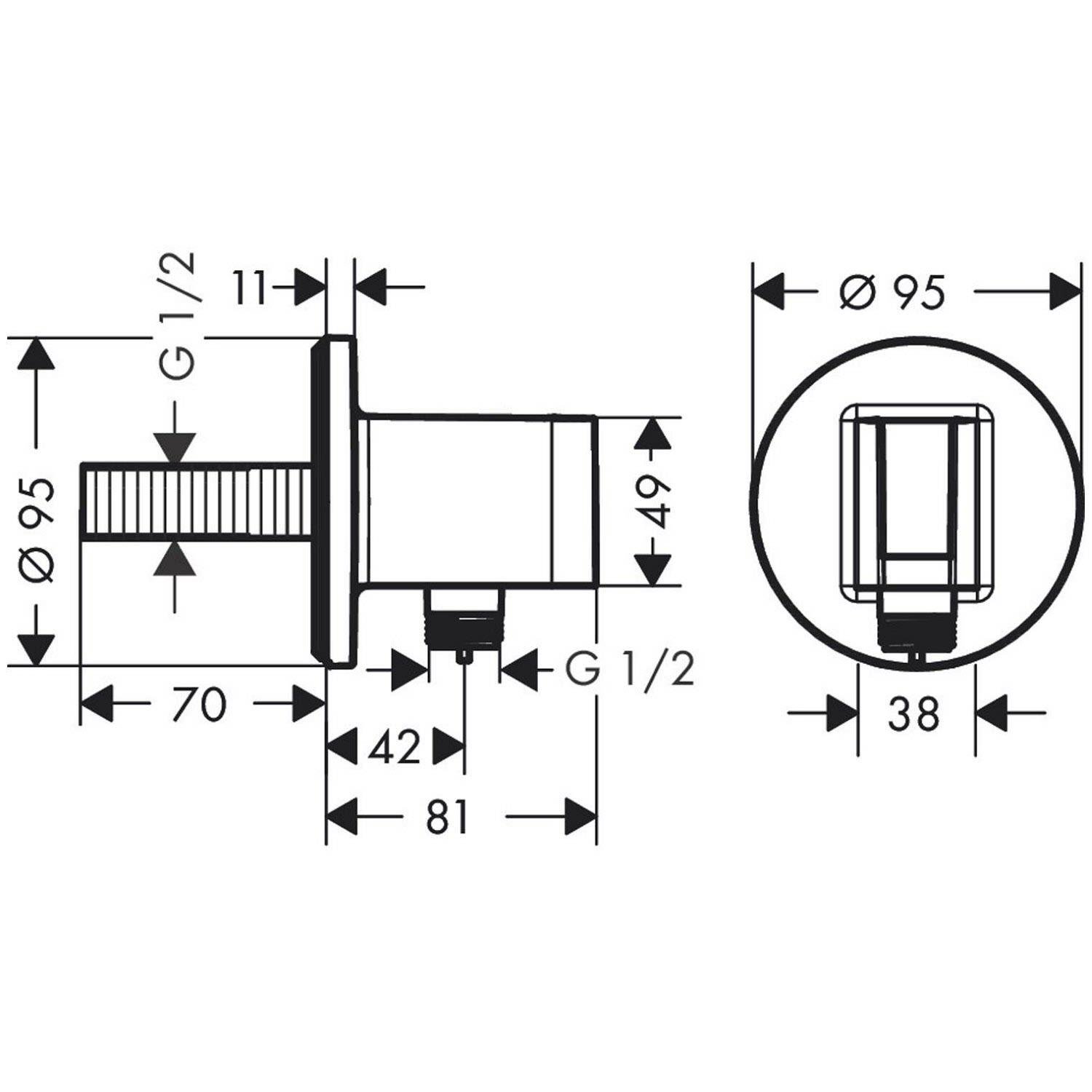 Подключение душевого шланга Hansgrohe FixFit S 26888990 с держателем для лейки Золотой (170639) - фото 2