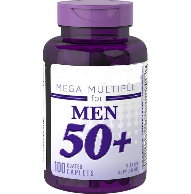 Витаминно-минеральный комплекс Piping Rock Mega Multiple for Men 50+ 100 Coated Caplets