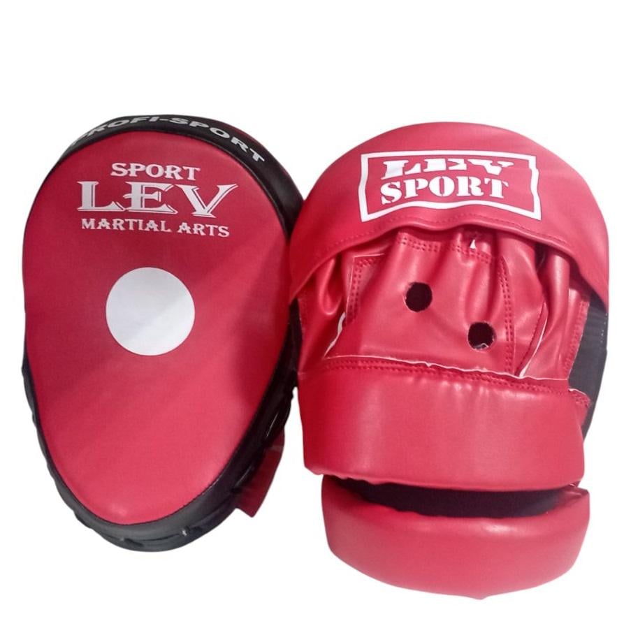 Лапы для единоборств Lev Sport гнутые 28х17х5 см пара стрейч Красный/Черный (6936116105782)