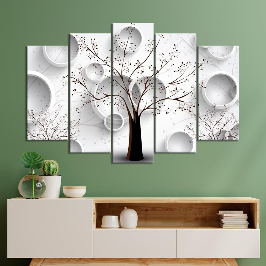 Картина на полотні Чорні дерева на тлі кіл у стилі 3D 137x85 см (V331-5_L)