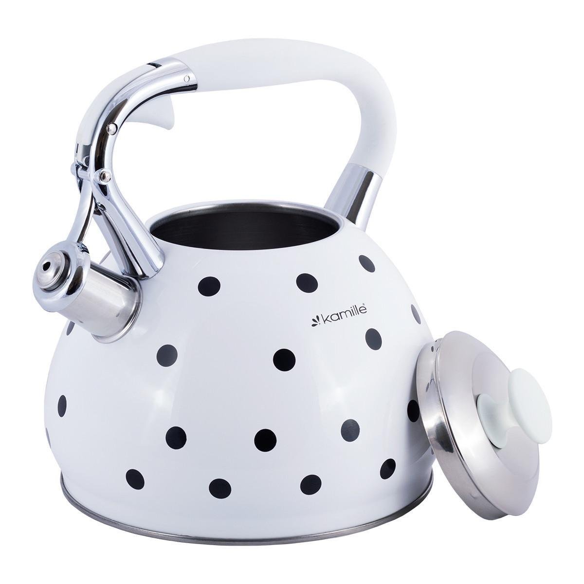 Чайник со свистком с глянцевым покрытием Kamille KM-0695AN из нержавеющей стали 3 л Белый (150-84-0695AN.1) - фото 3 Чайник со свистком с глянцевым покрытием Kamille KM-0695AN из нержавеющей стали 3 л Белый (150-84-0695AN.1) - фото 3