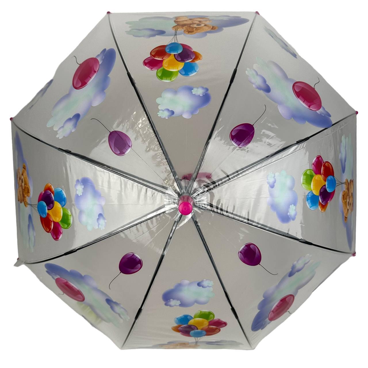 Зонтик-трость детская Rain Proof Мишки Прозрачный/Розовый (0272-2) - фото 5 Зонтик-трость детская Rain Proof Мишки Прозрачный/Розовый (0272-2) - фото 5