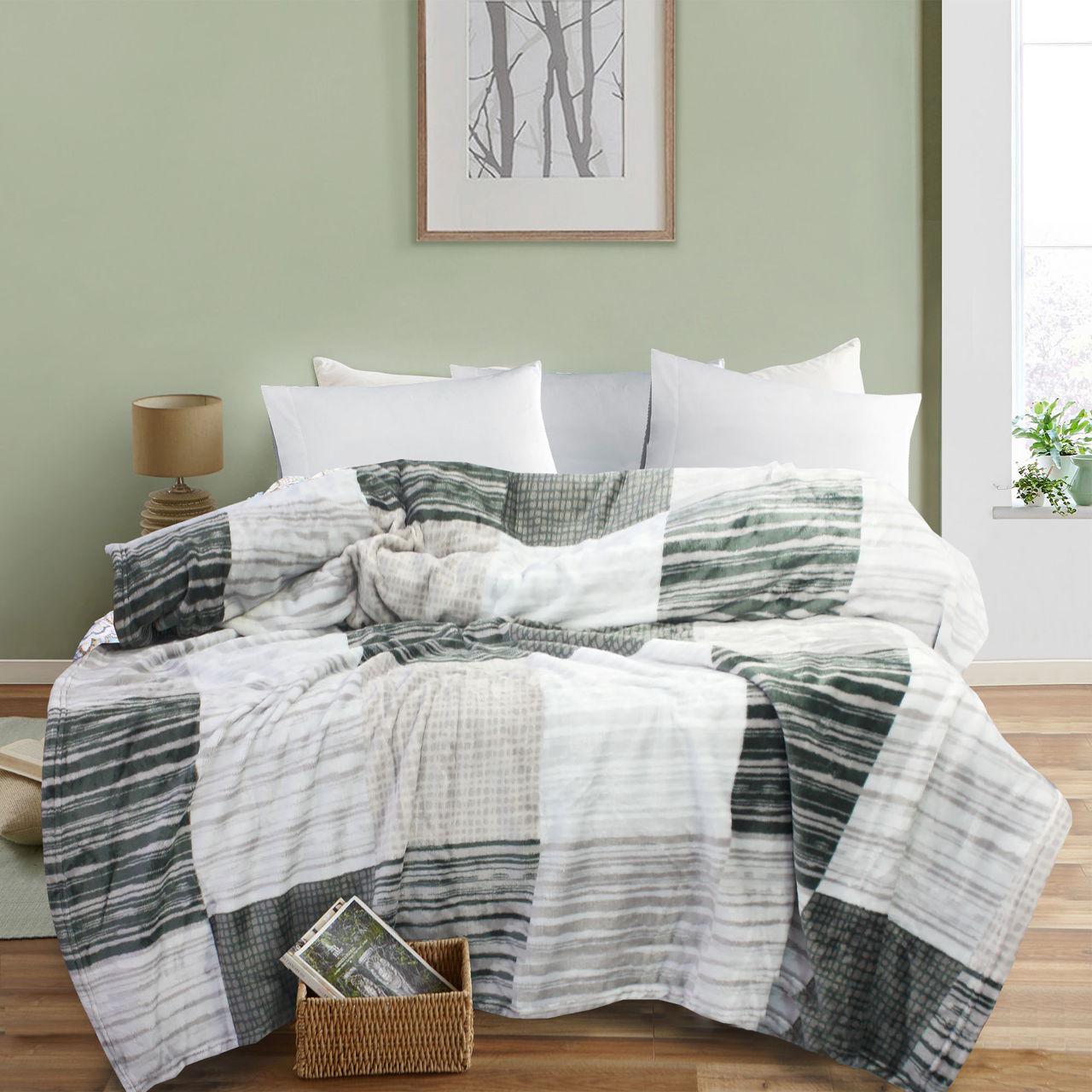 Одеяло флисовое Эней-плюс 0168 150х200 см Серый/Черный