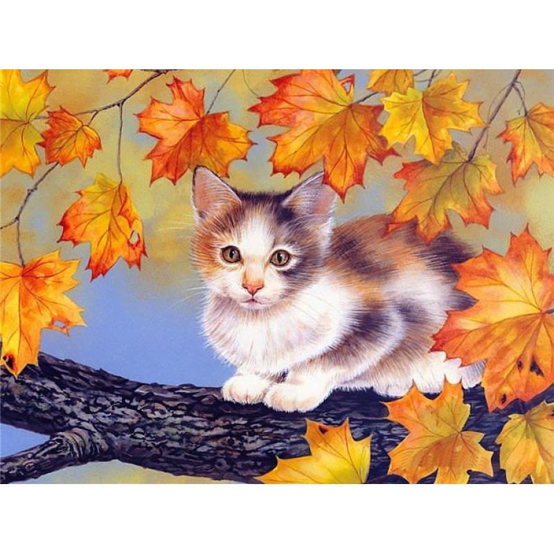 Алмазная вышивка ТМ Алмазная Мозаика Котенок на ветке (DM.255)