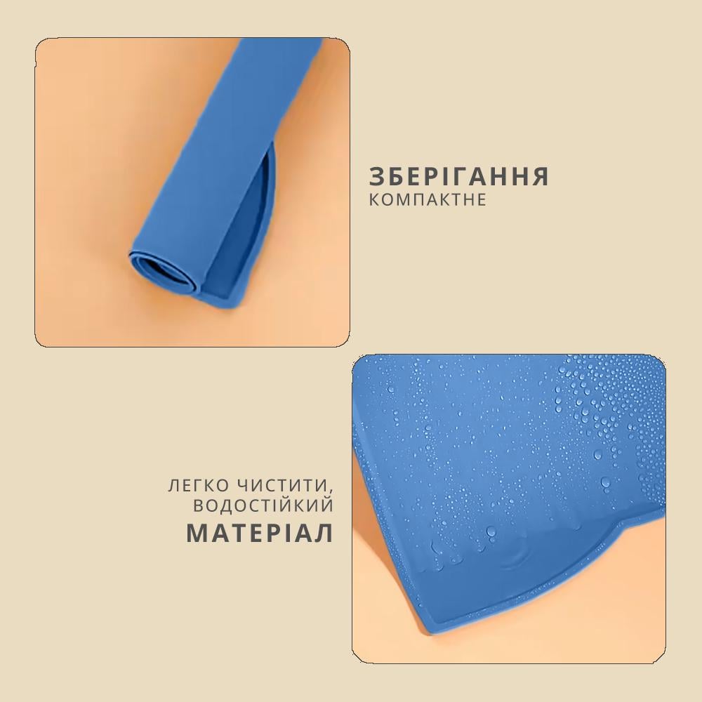 Коврик под миски для кошек и собак резиновый антискользящий 44x24 см Голубой (KLMKLT-BLU-0726) - фото 4