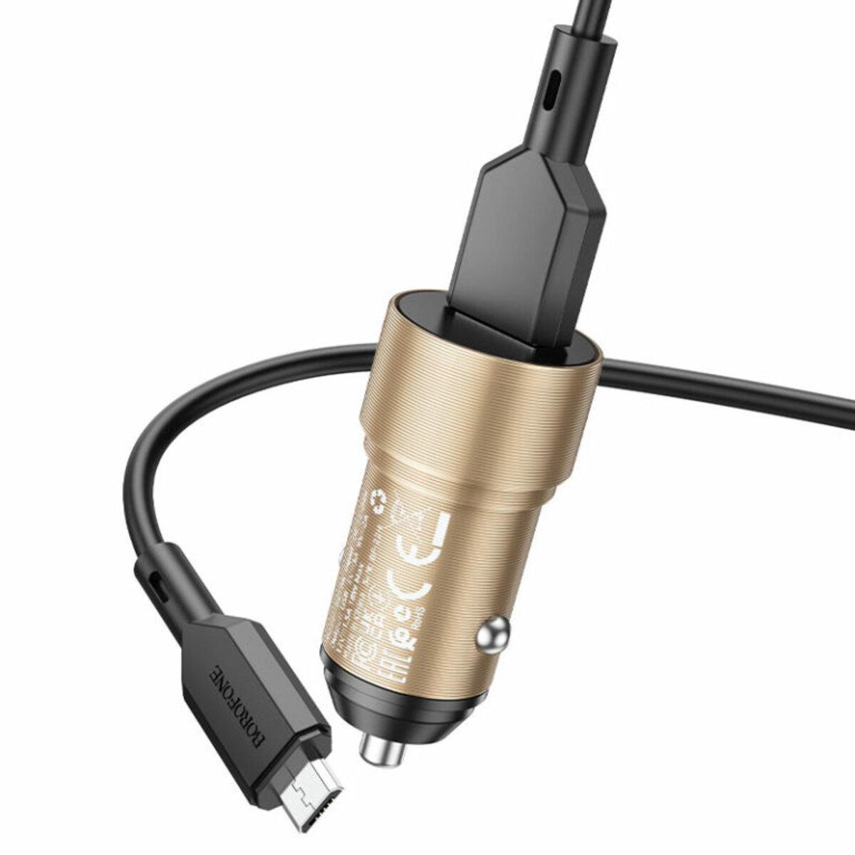 Зарядное устройство Borofone BZ19A Wisdom с кабелем MicroUSB 1 м Gold (BZ19AMG) - фото 2