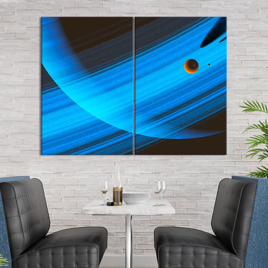 Картина космос Планета на фоне синей абстракции 71x51 см (A1271-2)