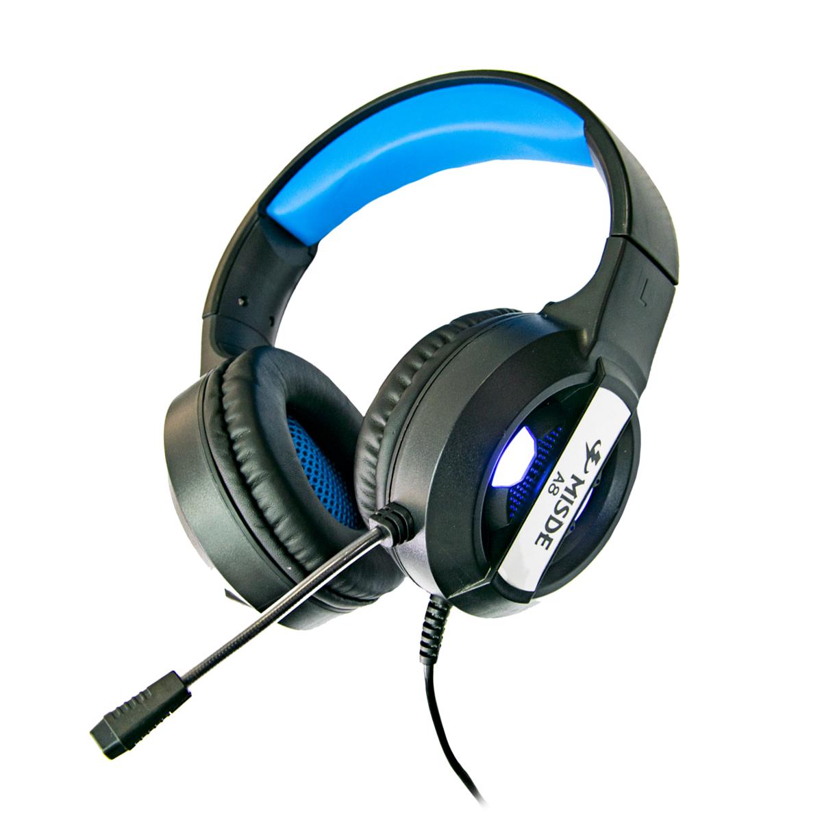 Геймерские наушники с микрофоном Misde A8 Gaming проводные Черно-синий (1009099-Black)