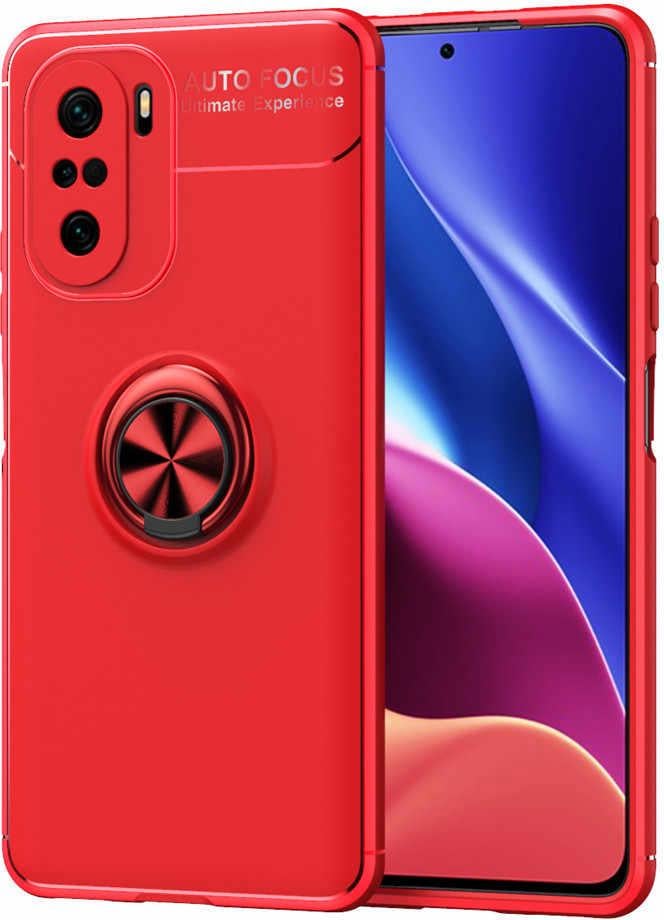 Чохол з кільцем Auto Focus для Xiaomi Poco F3 Red (20981-2D)