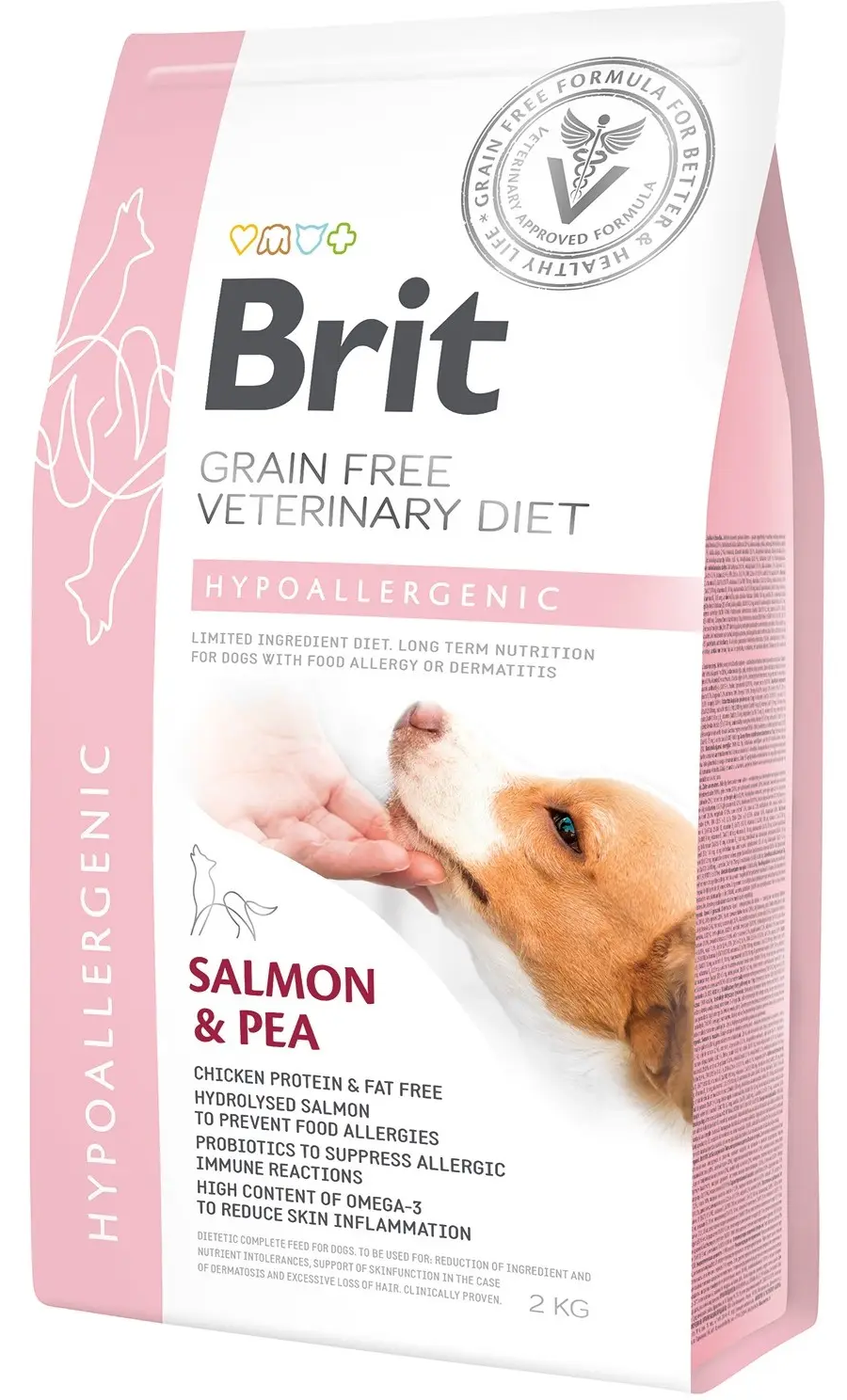 Корм сухий для будь-якого віку собак Brit VetDiets Grain Free Hypoallergenic при харчовій алергії з лососем/горохом і гречкою 2 кг