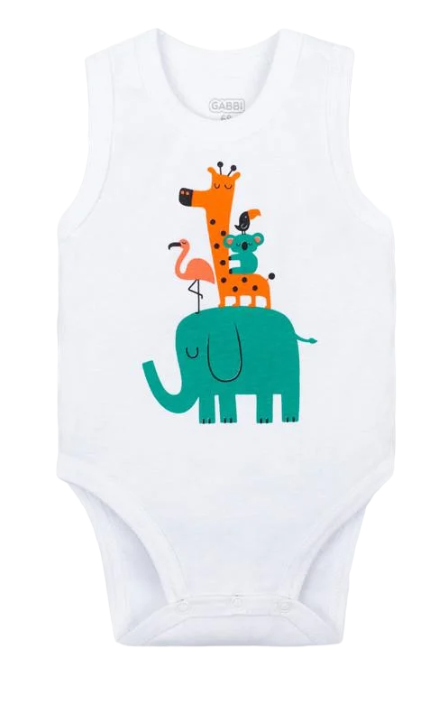 Боди детское хлопковое с коротким рукавом для мальчика на кнопках Gabbi BD-21-4-2 92 см Белый (12600)