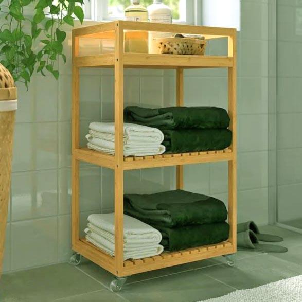 Этажерка для ванной из дерева на колесиках Андоли Карри (АБТ-002403)