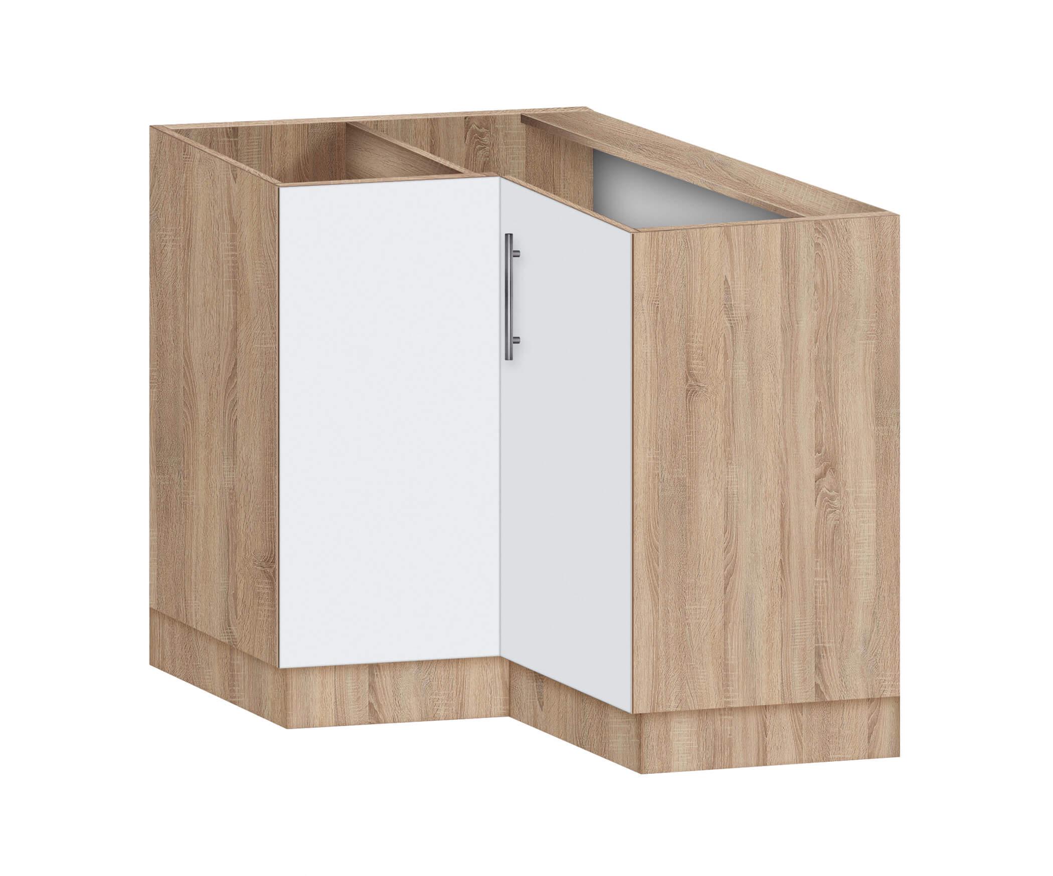 Тумба кутова кухонна МАКСІ-МЕблі № 2 без стільниці ЛЮКС Дуб сонома/Білий гладкий (72151)