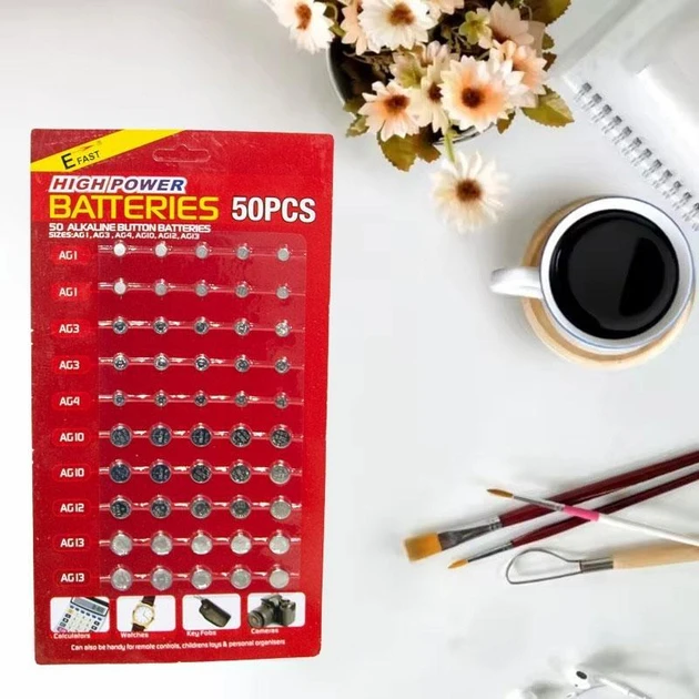Набір батарейок ASSORTED BUTTON BATTERIES AG 50 шт. (5949) - фото 2 Набір батарейок ASSORTED BUTTON BATTERIES AG 50 шт. (5949) - фото 2
