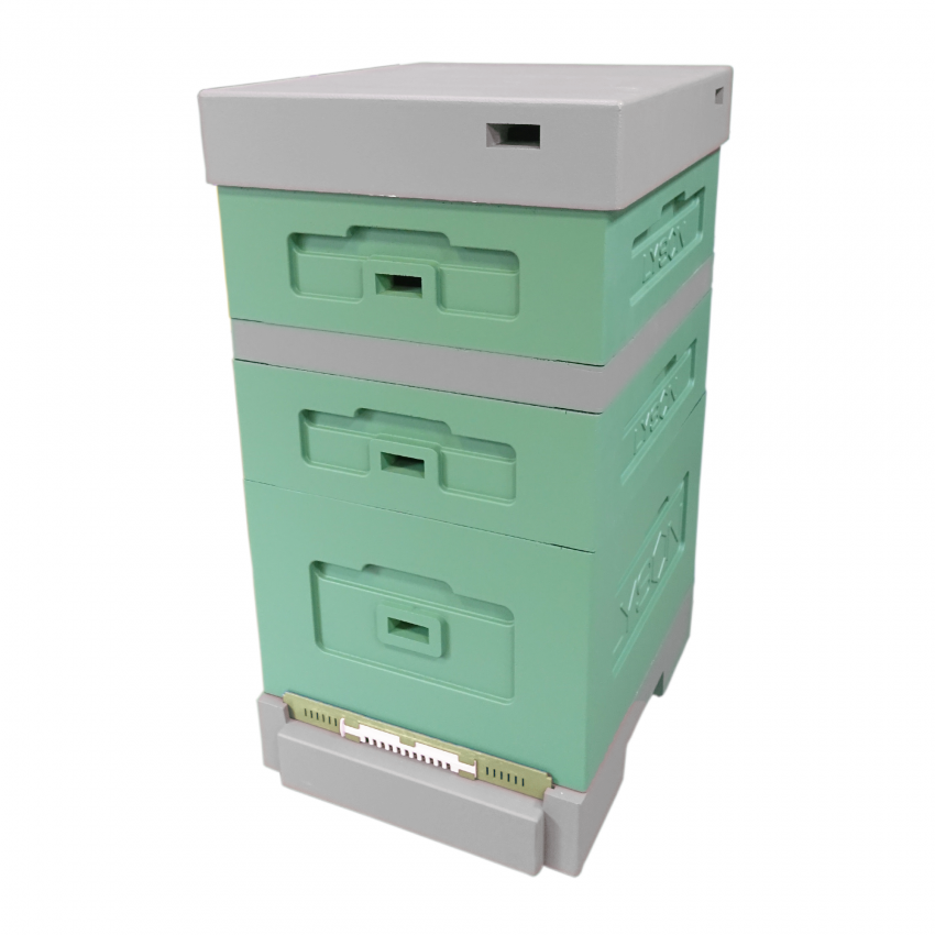 Вулик пінополістирольний Lyson Дадан на 10 рамок з гігієнічним дном фарбований Зелений