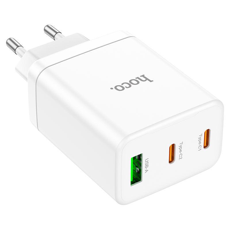 Пристрій зарядний Hoco N33 3A USB/2 Type-C White (36809)