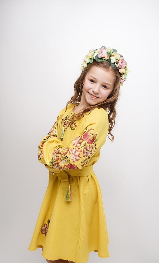 Сукня-вишиванка дитяча Вишиваночка р. 152 Жовтий (844-1) - фото 4