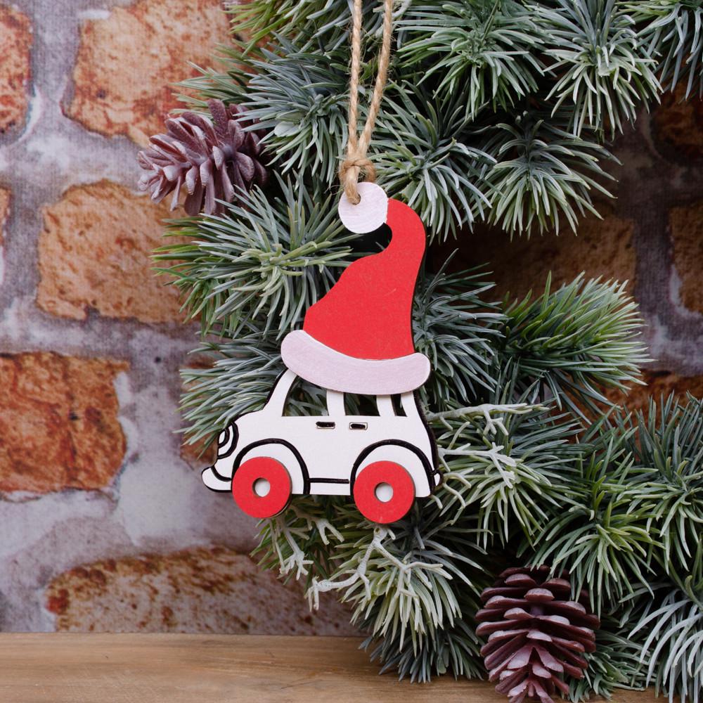 Подвеска машинка с шапкой Белый (4248-2)