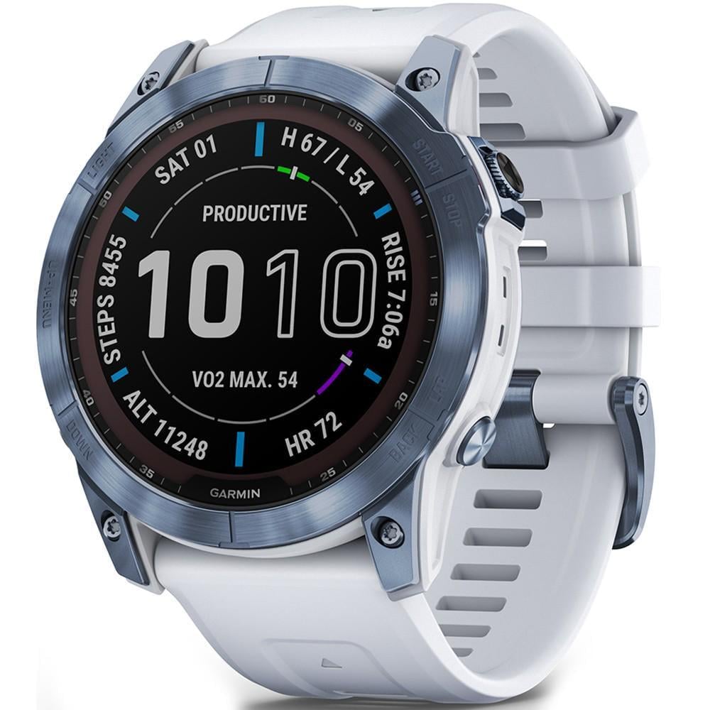 Смарт-часы Garmin fenix 7 Sapphire Solar Mineral Blue DLC Titanium with Whitestone band (010-02540-25)