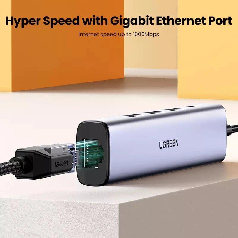 Концентратор UGREEN CM475 HUB 3xUSB 3.0/Ethernet (60554) - фото 7