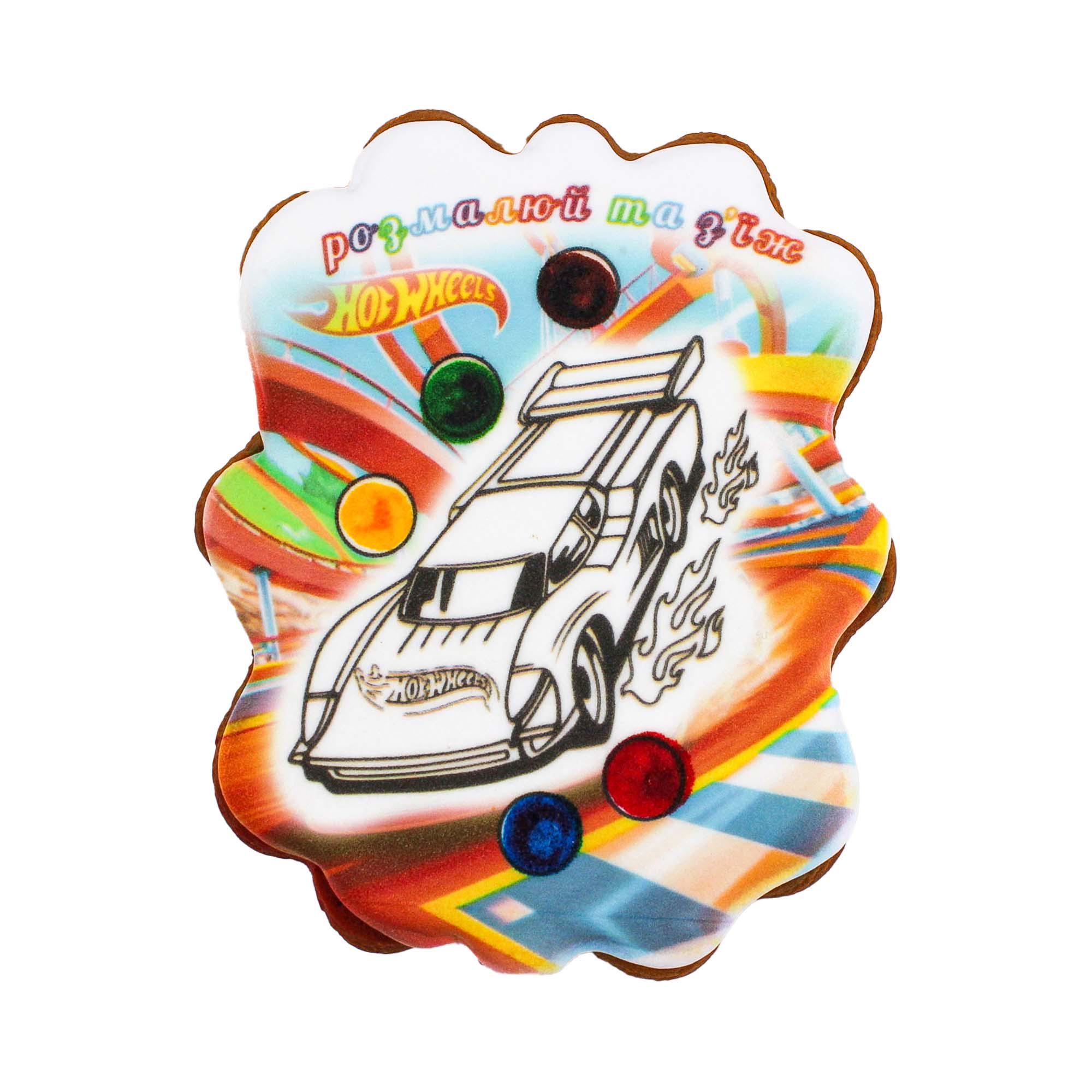 Пряник-раскраска с подложкой Крафт Печиво Машинка Hot wheels 85 г
