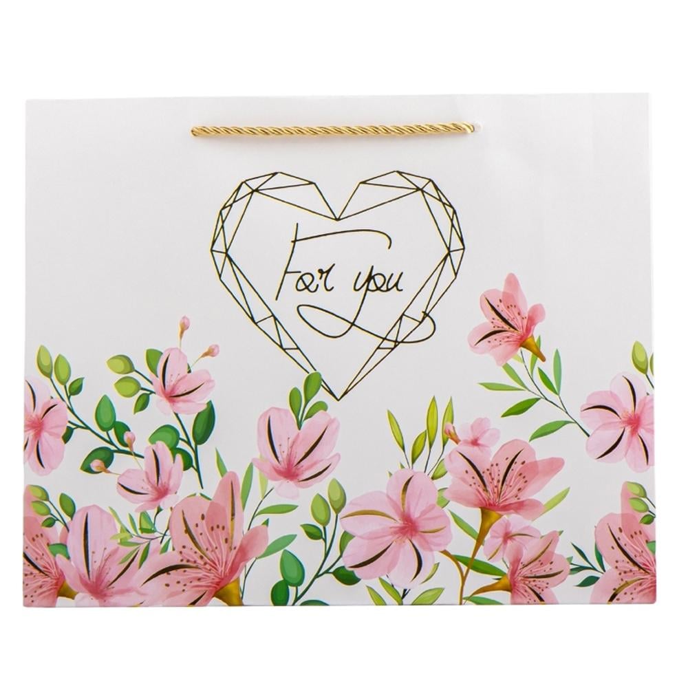 Набор подарочных пакетов Elisey Цветочная роскошь 38х32 см 4 шт. Белый (9069-016) - фото 1