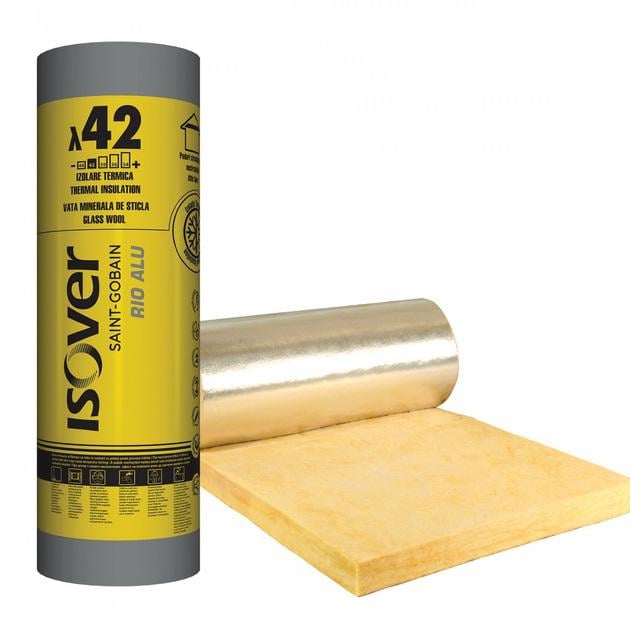 Мінеральна вата ISOVER RiO PLUS ALU 50 мм 1200х12000 мм 14,40 м2 11 кг/м3 (30305466)