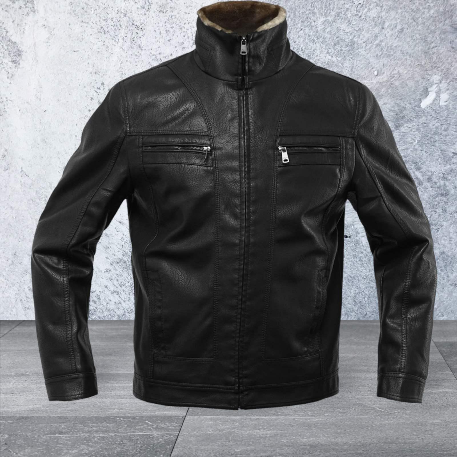 Куртка-дублянка чоловіча зимова з натуральної шкіри р. 56 Чорний (23778467) - фото 2 Куртка-дублянка чоловіча зимова з натуральної шкіри р. 56 Чорний (23778467) - фото 2