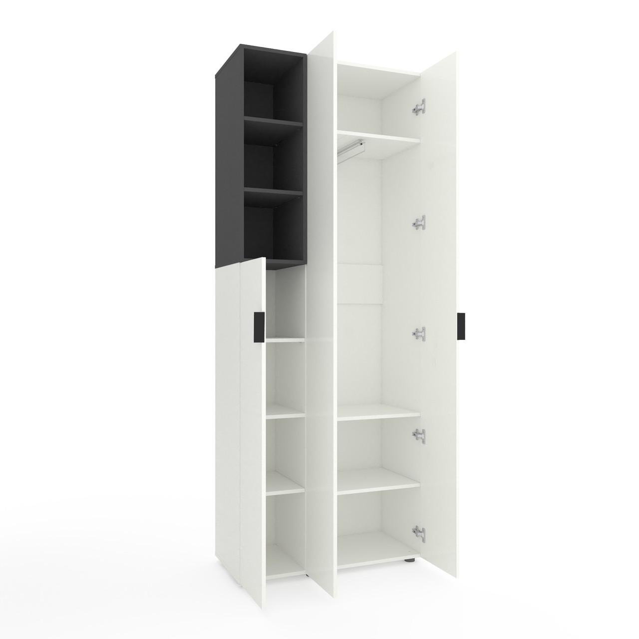 Шафа Metkas Home A003L ЛДСП 900x420x2300 мм Білий Сніг/Антрацитовий