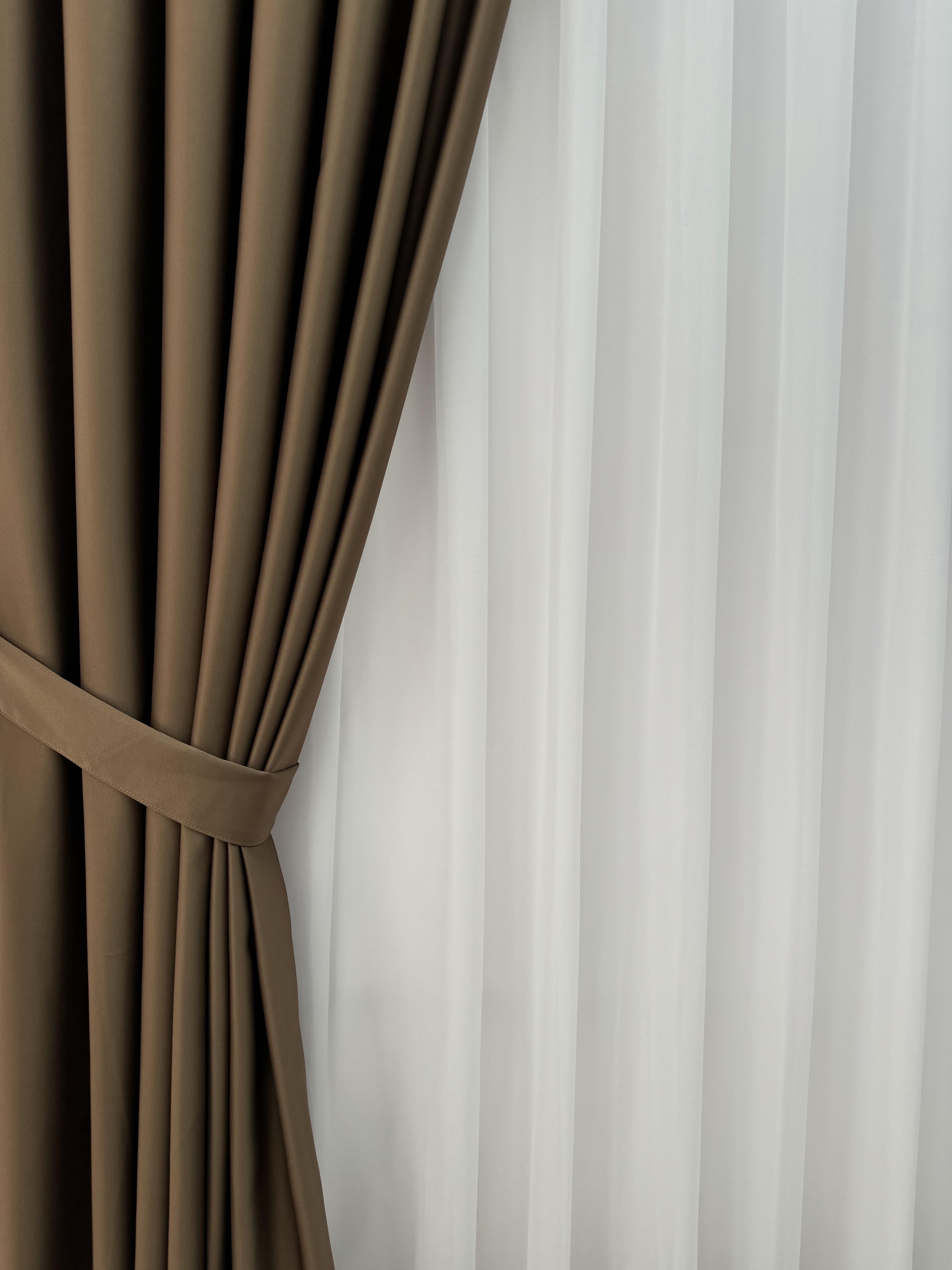 Штора блекаут на тесьме 6 см 300х260 см Коричневый (11909416) - фото 2