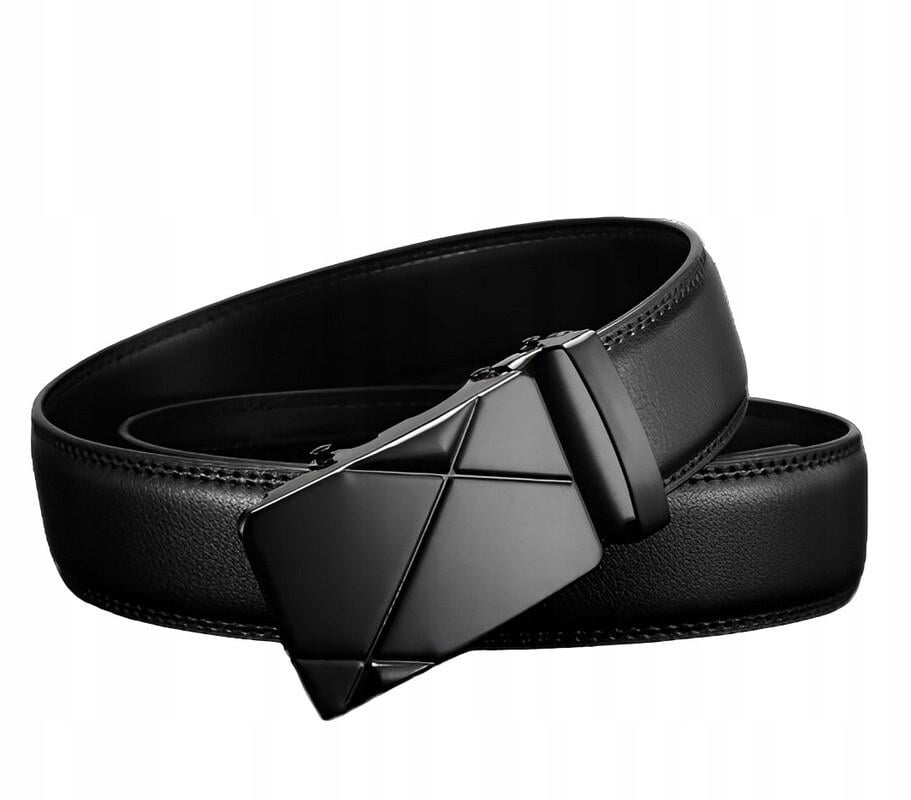 Ремень мужской кожаный с автоматической пряжкой 120 см Черный (2549773938)