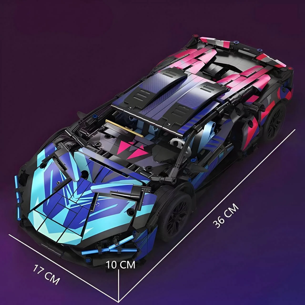 Конструктор на радиоуправлении 1:14 Lamborghini Cyberpunk с мотором и пультом 1314 дет. 36 см - фото 7