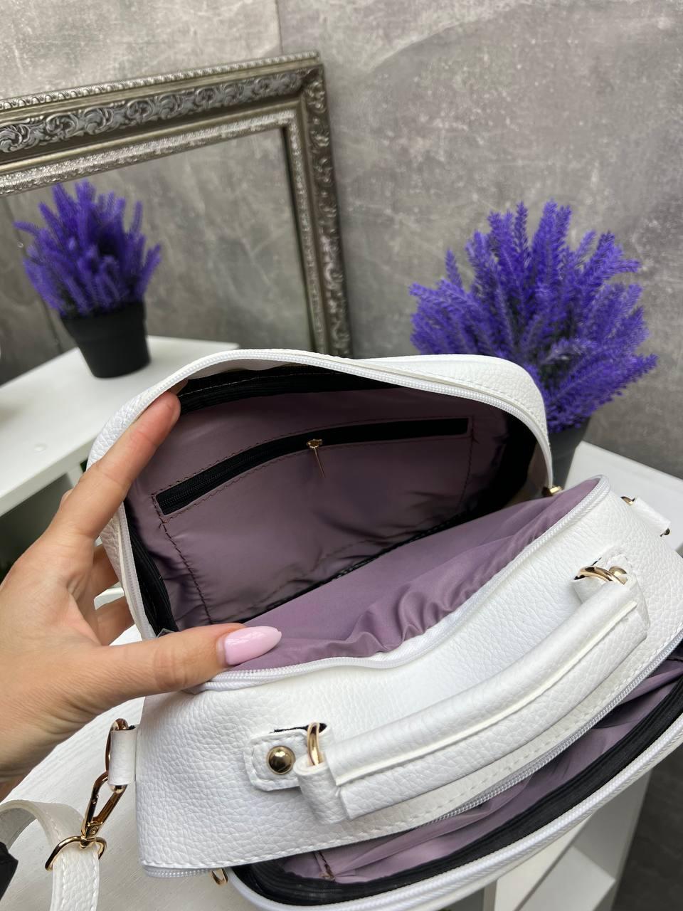 Сумка кросс боди женская маленькая через плечо на тонком ремне вместительная экокожа Белый - фото 8 Сумка кросс боди женская маленькая через плечо на тонком ремне вместительная экокожа Белый - фото 8