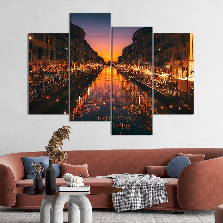 Картина город Романтическая панорама Милана 149x106 см (A656-4)