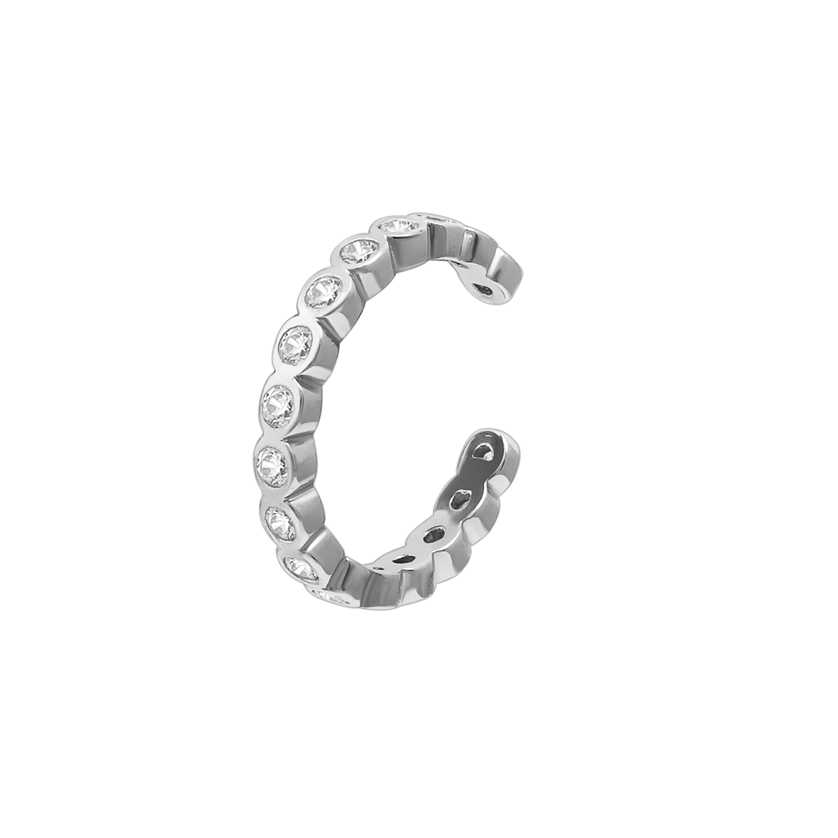 Серьга-каф серебряная в виде кольца с миниатюрными фианитами