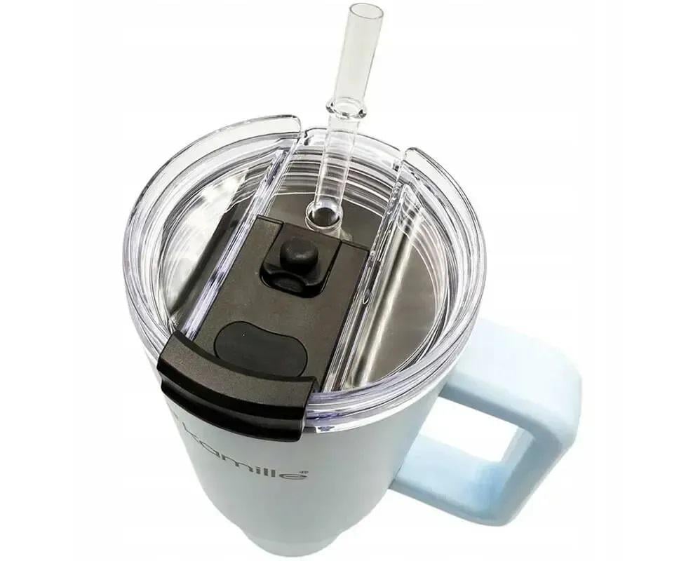 Термокружка с ручкой и трубочкой Kamille KM-2174 из нержавеющей стали 1200 мл Голубой (150-84-2174) - фото 3 Термокружка с ручкой и трубочкой Kamille KM-2174 из нержавеющей стали 1200 мл Голубой (150-84-2174) - фото 3