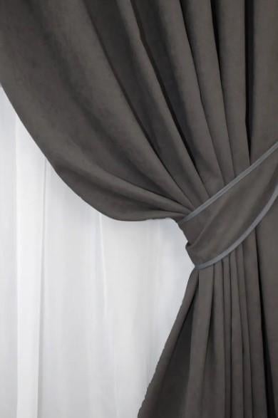 Штори в вітальню/спальню SPARTA мікровелюр 1,5х2,85 м 2 шт. Темно-сірий (1092ш) - фото 2 Штори в вітальню/спальню SPARTA мікровелюр 1,5х2,85 м 2 шт. Темно-сірий (1092ш) - фото 2