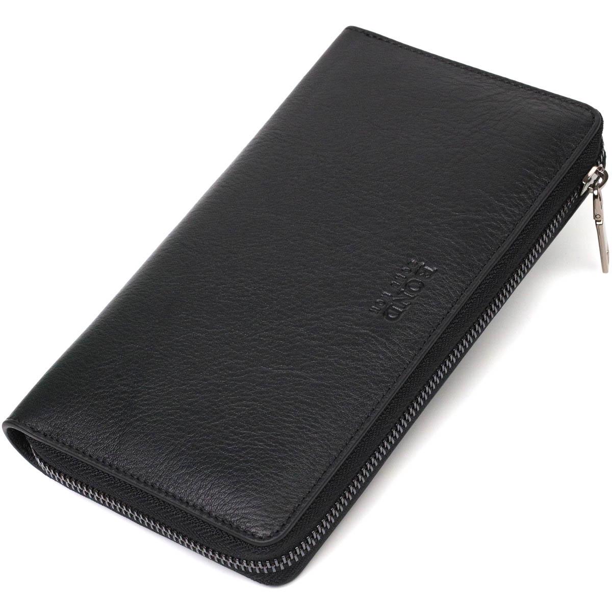 Клатч мужской Bond-Wallet 22031 из натуральной кожи Черный