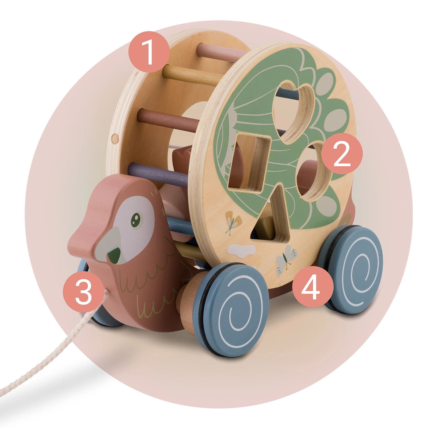 Іграшка-Папуга дерев'яна Nukido NK-854 Тягачка-Сортер (785400) - фото 9 Іграшка-Папуга дерев'яна Nukido NK-854 Тягачка-Сортер (785400) - фото 9