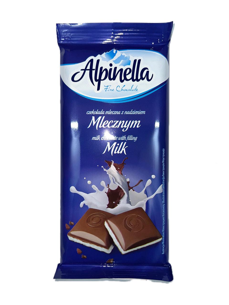 Шоколад Alpinella молочный с молочной начинкой 100 г