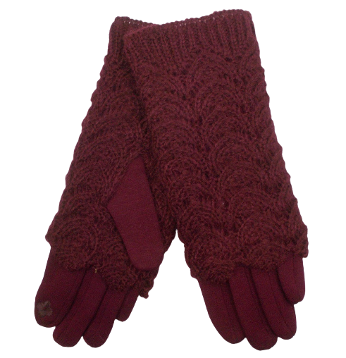 Перчатки с митенками сенсорные Anna b7c Бордовый (1486997937)