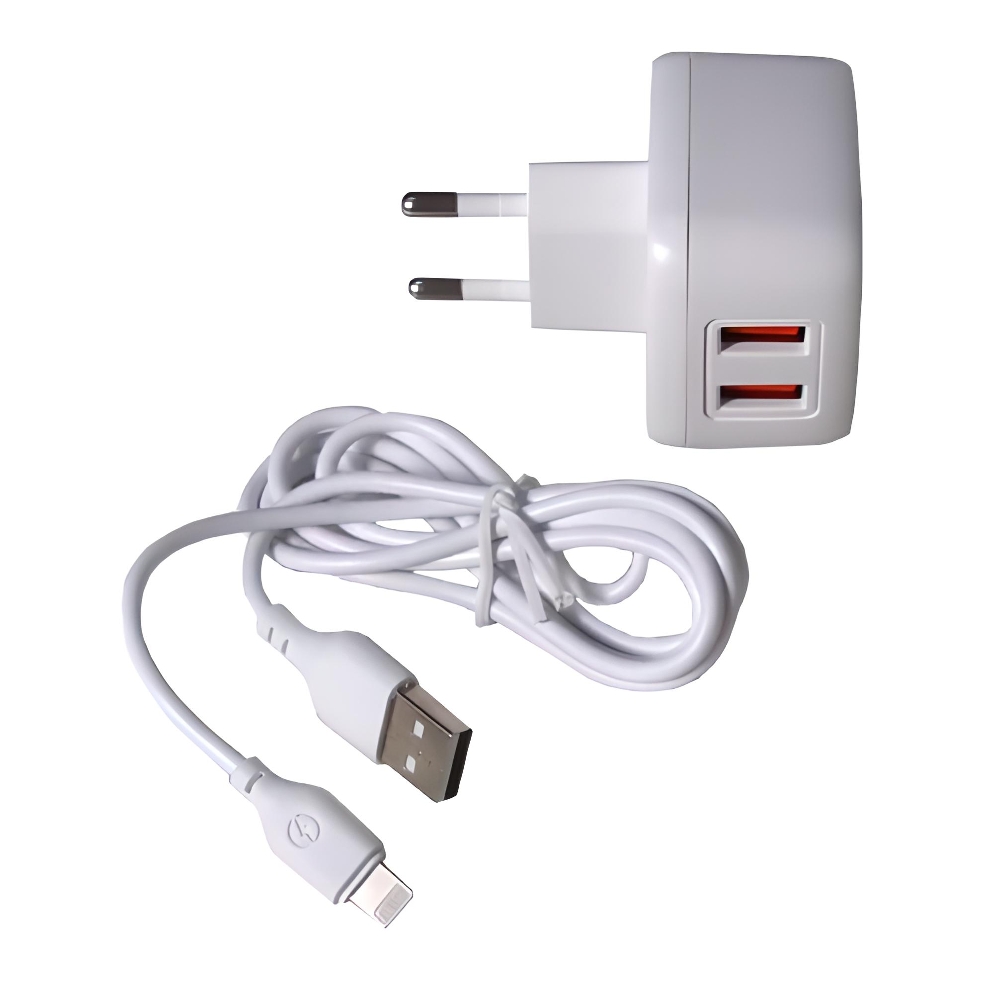 Адаптер сетевой KONI Strong Lightning Cable KS74 L 2 USB 2,4 A White