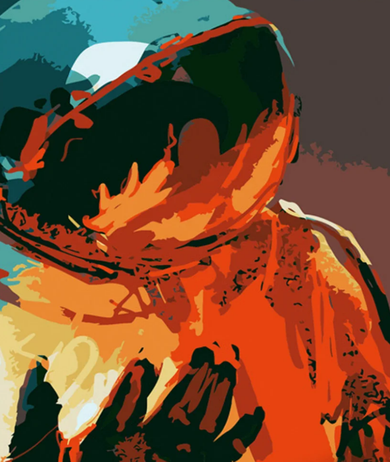 Картина по номерам Strateg Космонавт абстракция 40x50 см (DY309)