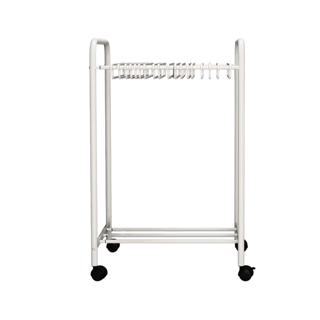 Вішалка для одягу на 22 пари пересувна на колесах з полицею для взуття Білий (W105-30YBA)