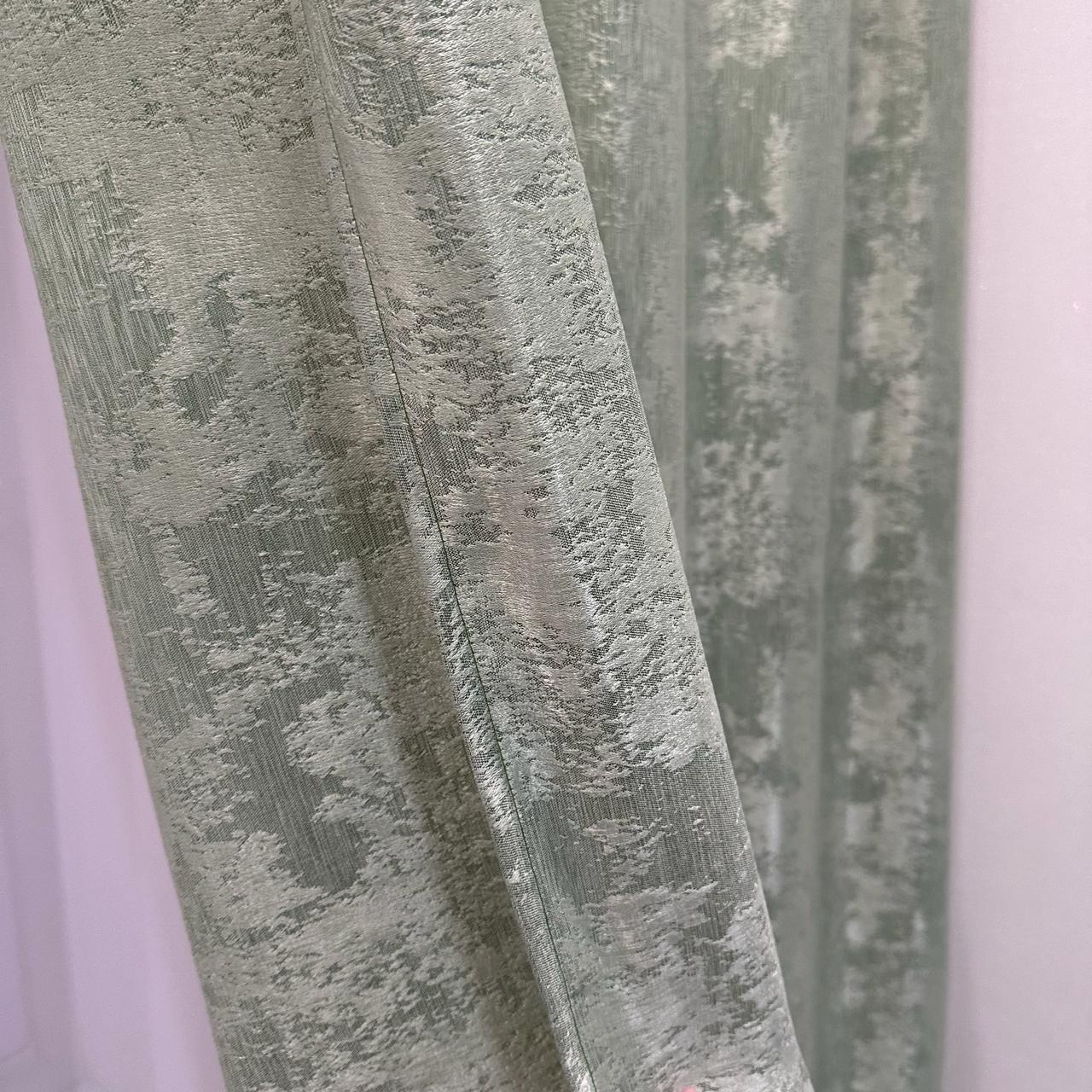 Шторы жаккардовые с мраморным узором среднее затемнение 1,5x2,7 м 2 шт. Салатовый (К1039-3) - фото 5 Шторы жаккардовые с мраморным узором среднее затемнение 1,5x2,7 м 2 шт. Салатовый (К1039-3) - фото 5