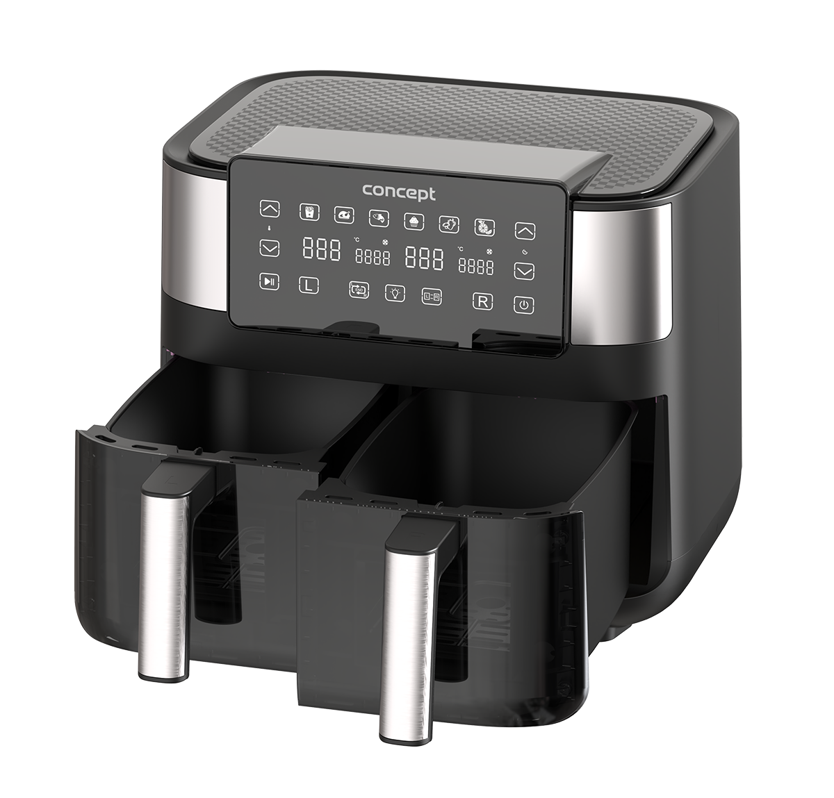 Мультипечь двухкамерная Concept FR8000 2850 Вт 8 л с сенсорным управлением и таймером Черный