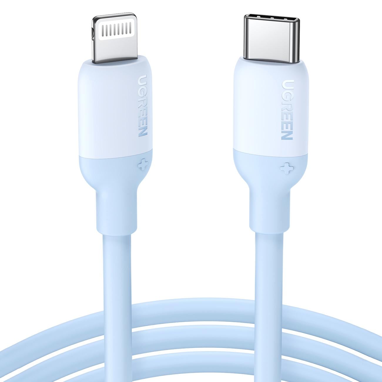 Кабель для iPhone UGREEN US387 Type-C Lightning 20W 3A Silicone Cable 1 м Blue (20313)