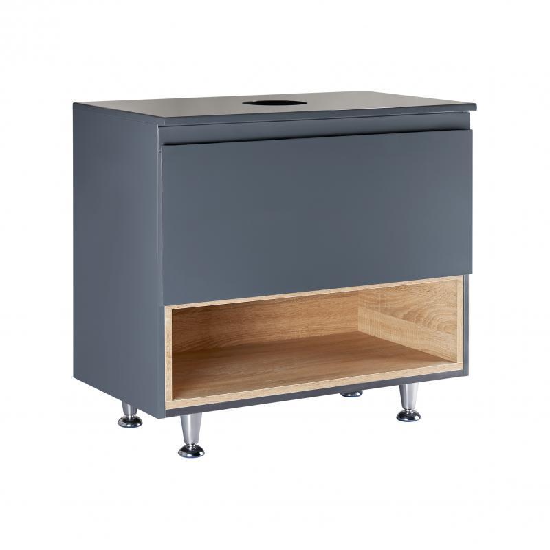 Тумба підлогова Qtap Robin 700х616х437 мм зі стільницею Graphite/Whitish oak (QT1380TNН7002GWO)