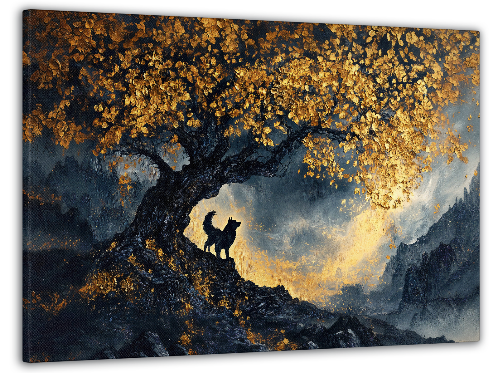 Картина на полотні Mako вовк під золотим деревом 60x100 см (MK10621)