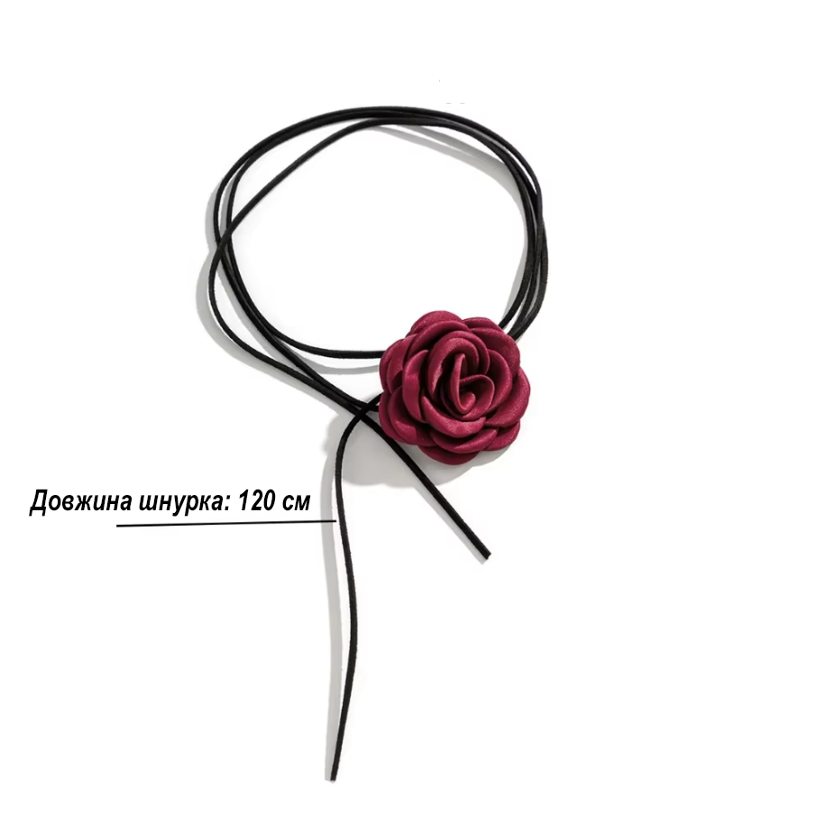 Чокер на шию з оксамитовою квіткою трояндою Чорний (U9389) - фото 5